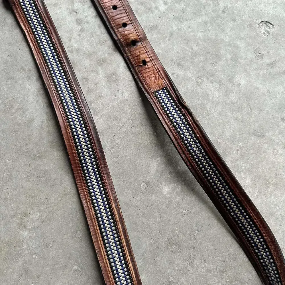 Columbia Sportswear Men's Brown Genuine Leather Belt with Fabric Inlay